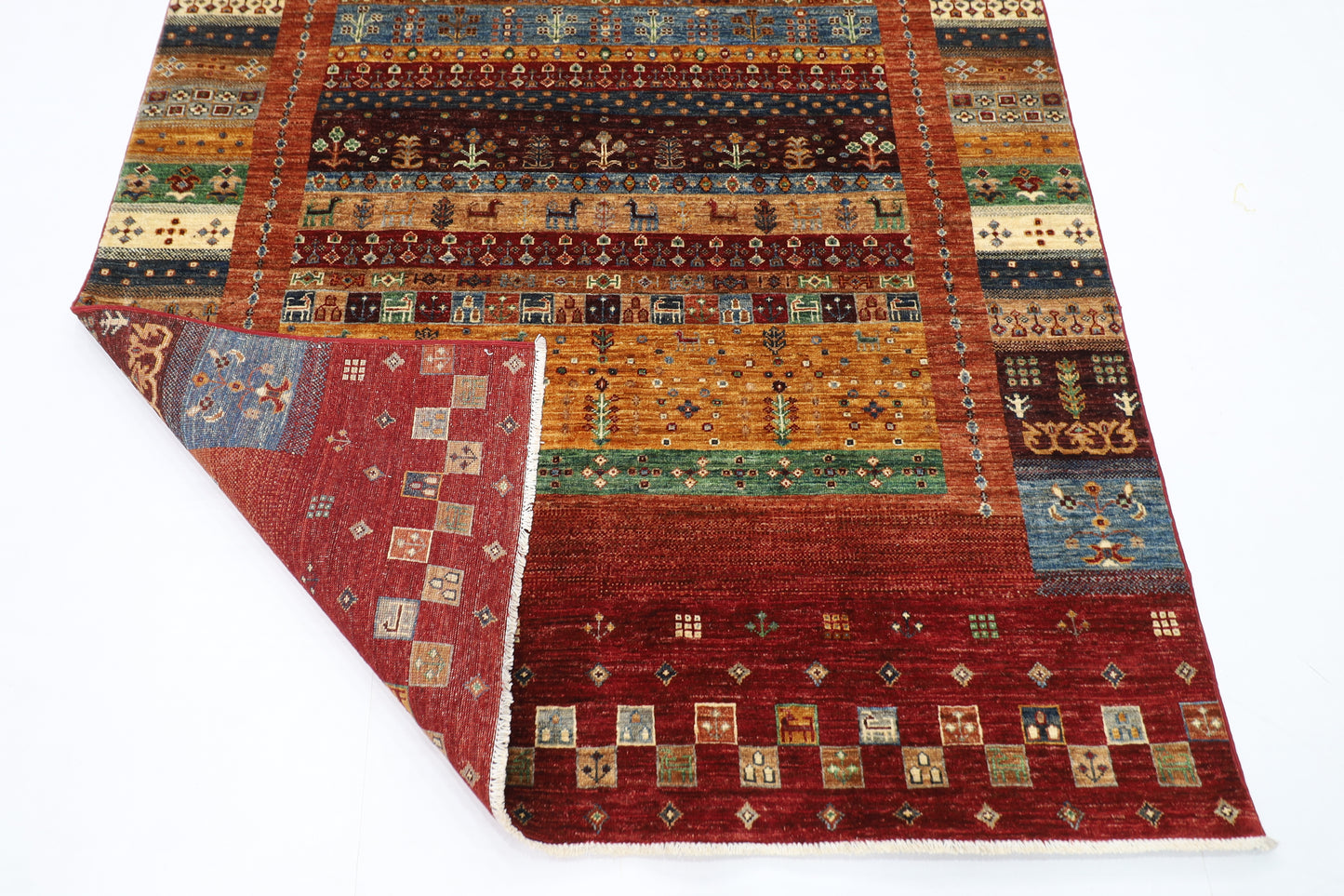 156 x 205 cm | Oriental Gabbeh Area Rug Afghan Hand Knotted Veg Dye Wool carpet