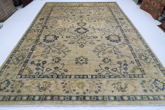 274x 359 cm | Traditional Floral Area Rug Afghan Hand Knotted veg Dye Wool carpet