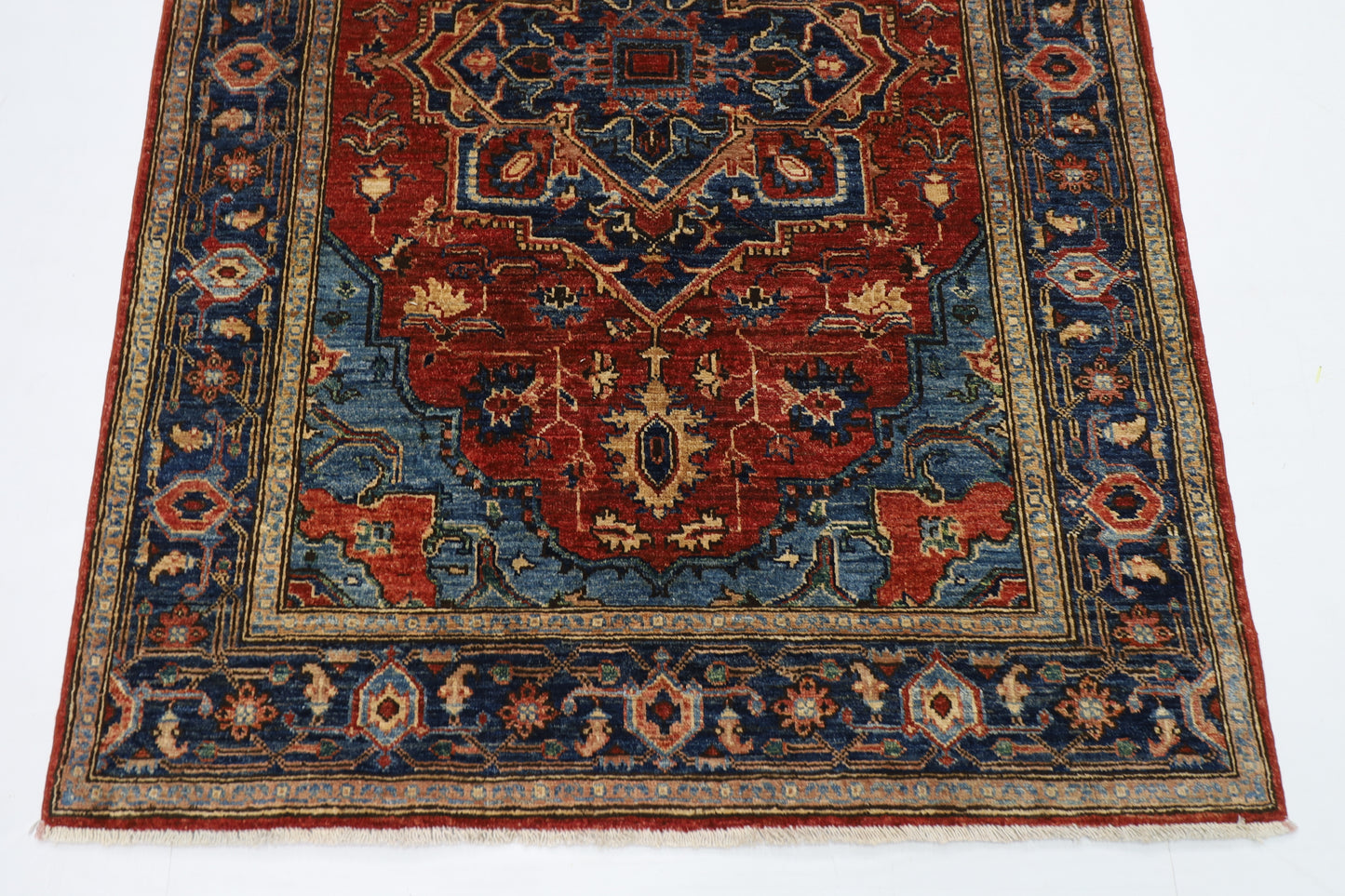 126 x 180 cm | Oriental Heriz Area Rug Afghan Hand Knotted Veg Dye Wool carpet