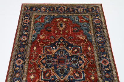 126 x 180 cm | Oriental Heriz Area Rug Afghan Hand Knotted Veg Dye Wool carpet