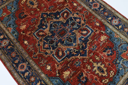 126 x 180 cm | Oriental Heriz Area Rug Afghan Hand Knotted Veg Dye Wool carpet