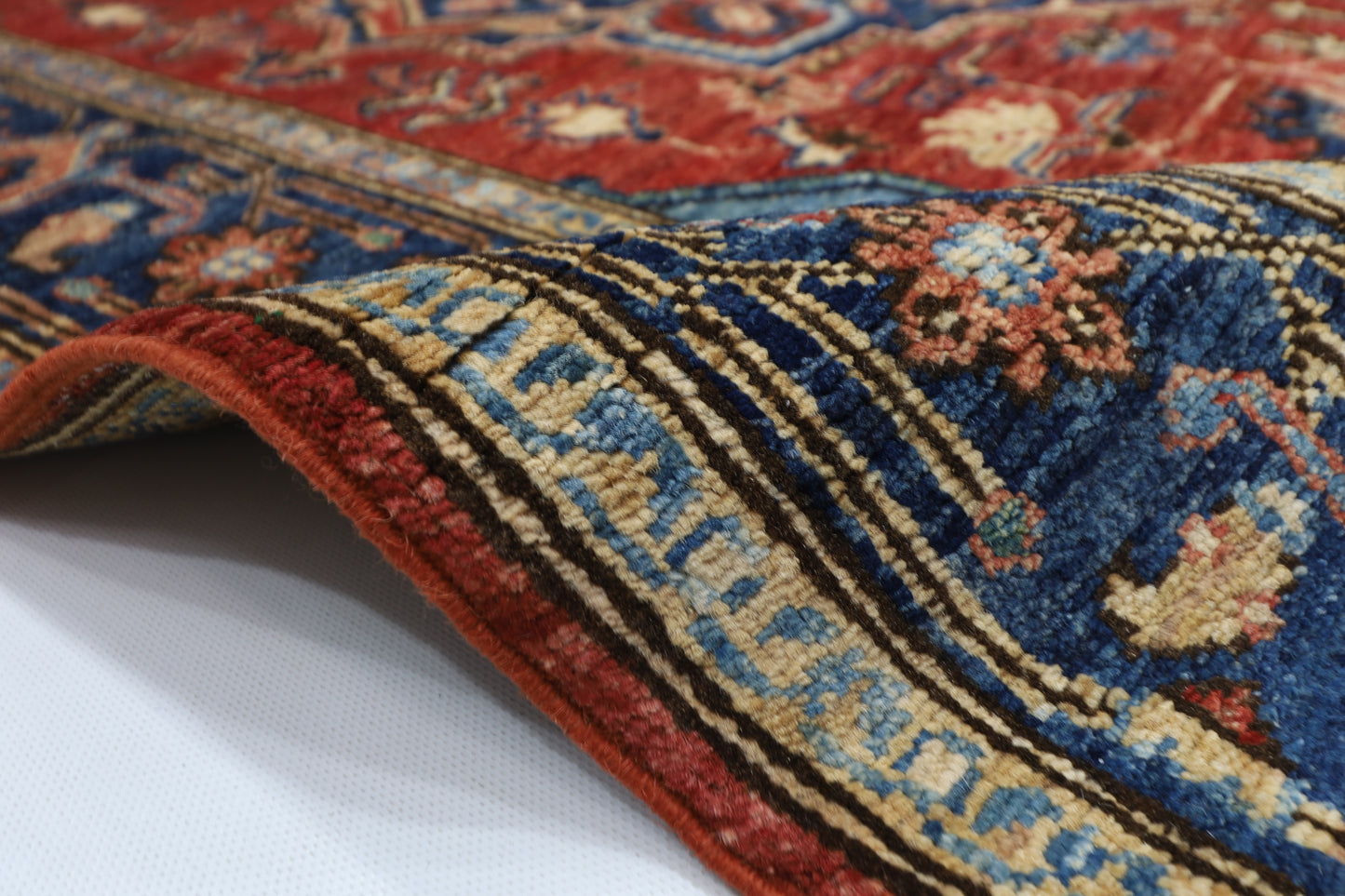 126 x 180 cm | Oriental Heriz Area Rug Afghan Hand Knotted Veg Dye Wool carpet