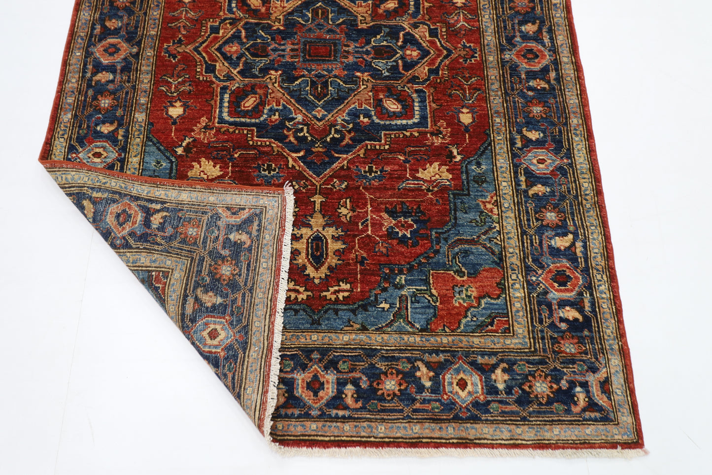 126 x 180 cm | Oriental Heriz Area Rug Afghan Hand Knotted Veg Dye Wool carpet