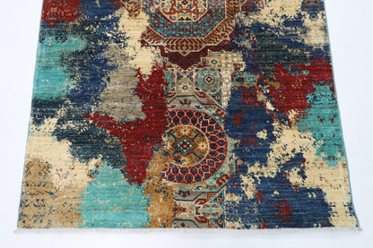 121 x 181 cm | Oriental Abstract mamluk Area Rug Afghan Hand Knotted Veg Dye Wool carpet