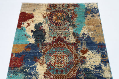 121 x 181 cm | Oriental Abstract mamluk Area Rug Afghan Hand Knotted Veg Dye Wool carpet