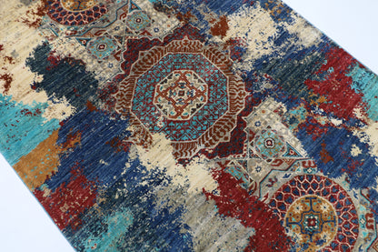 121 x 181 cm | Oriental Abstract mamluk Area Rug Afghan Hand Knotted Veg Dye Wool carpet