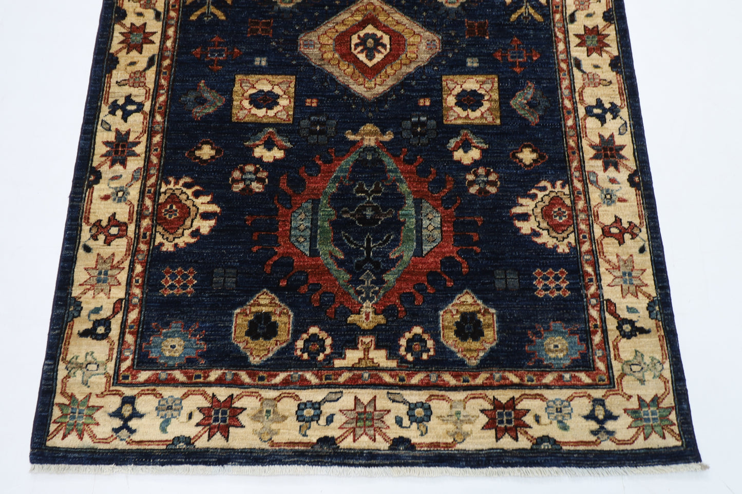 128 x 185 cm | Oriental Blue Area Rug Afghan Hand Knotted Veg Dye Wool carpet