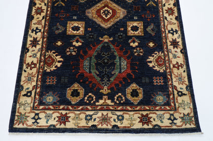 128 x 185 cm | Oriental Blue Area Rug Afghan Hand Knotted Veg Dye Wool carpet