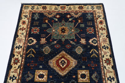 128 x 185 cm | Oriental Blue Area Rug Afghan Hand Knotted Veg Dye Wool carpet