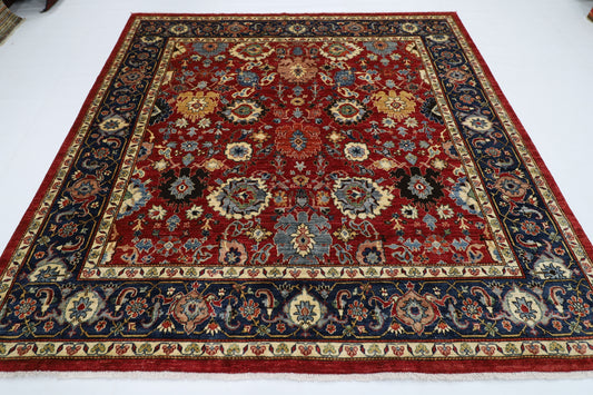 240x 239 cm | Traditional Floral Sqaure Area Rug Afghan Hand Knotted veg Dye Wool carpet