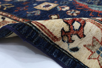 128 x 185 cm | Oriental Blue Area Rug Afghan Hand Knotted Veg Dye Wool carpet