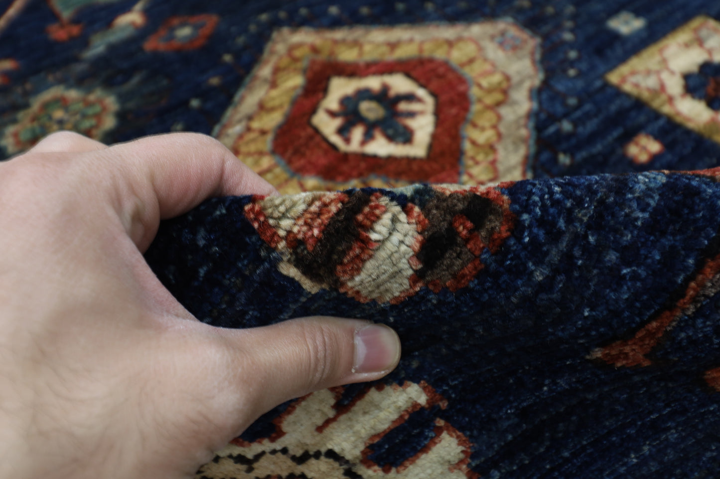 128 x 185 cm | Oriental Blue Area Rug Afghan Hand Knotted Veg Dye Wool carpet