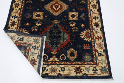 128 x 185 cm | Oriental Blue Area Rug Afghan Hand Knotted Veg Dye Wool carpet