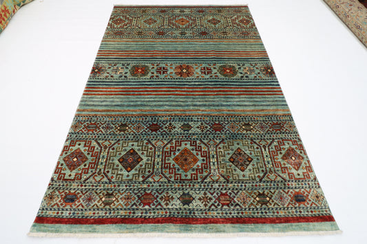 173 x 260 cm | Khorjun Turquoise Afghan Hand Knotted Carpet