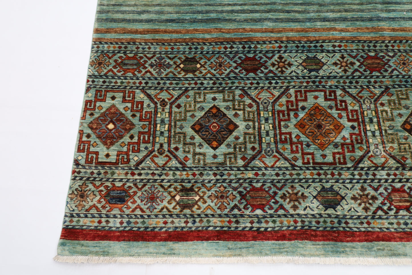 173 x 260 cm | Khorjun Turquoise Afghan Hand Knotted Carpet