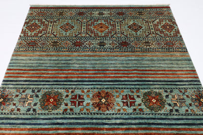 173 x 260 cm | Khorjun Turquoise Afghan Hand Knotted Carpet