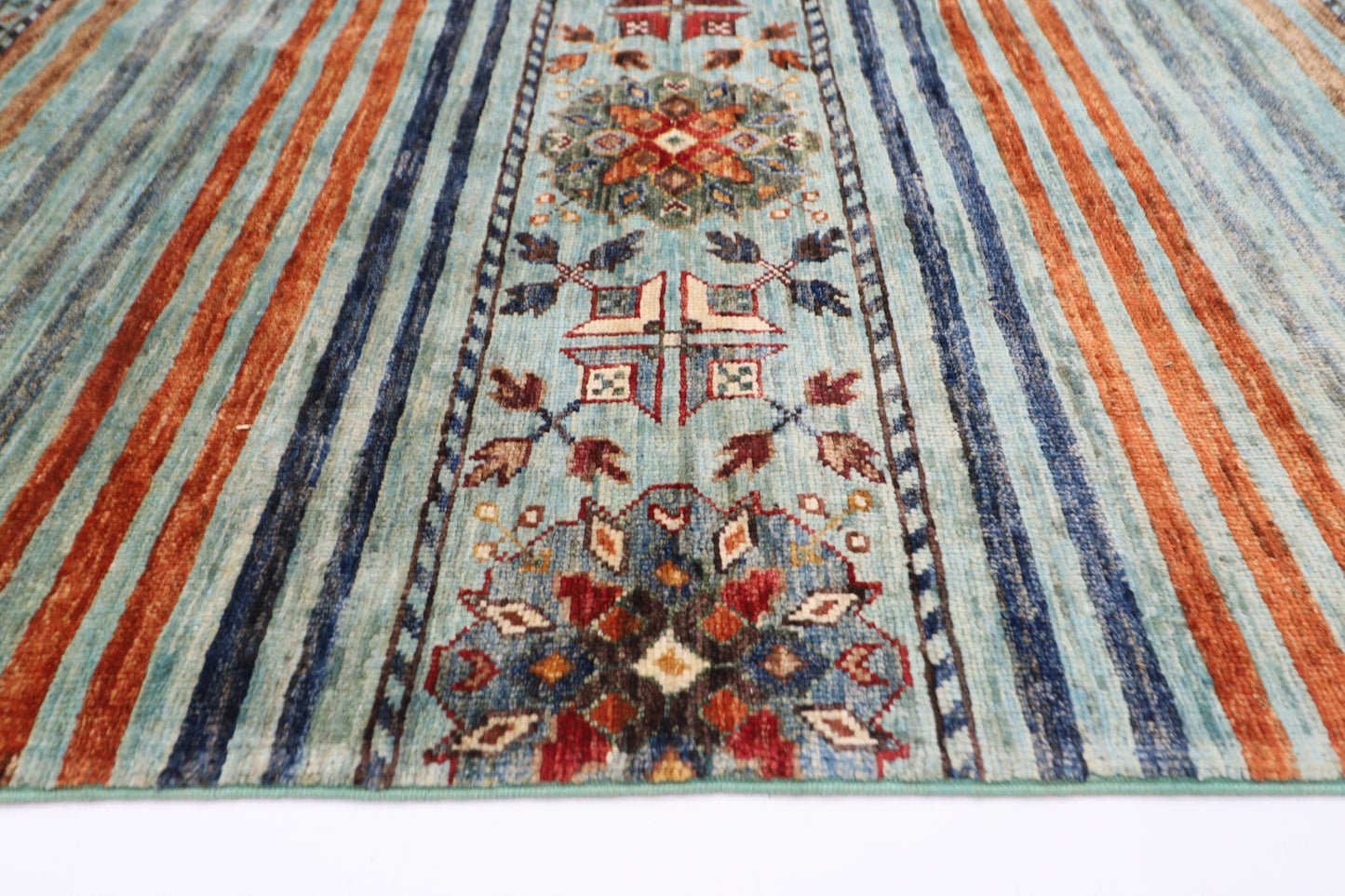 173 x 260 cm | Khorjun Turquoise Afghan Hand Knotted Carpet