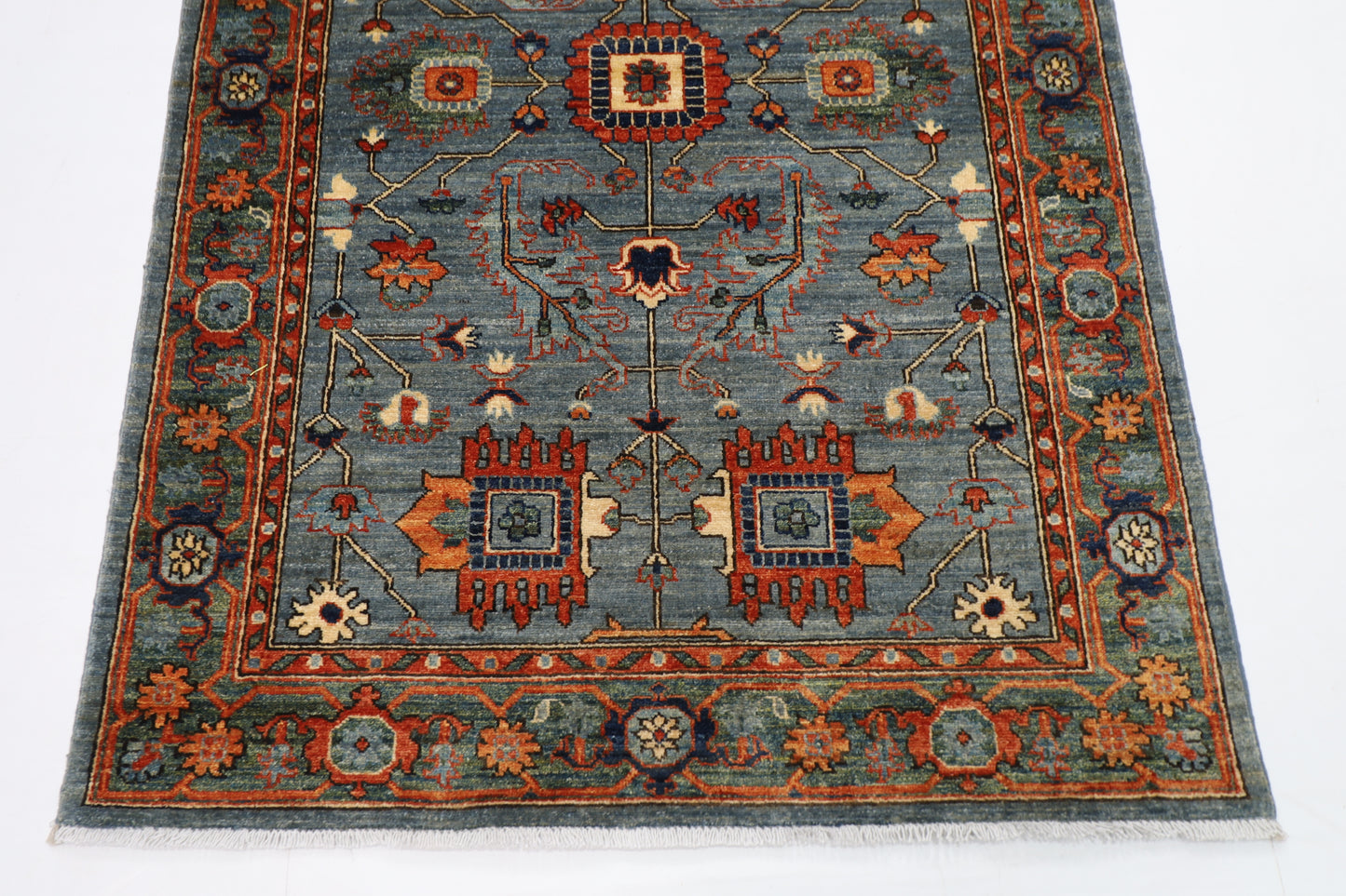 126 x 182 cm | Oriental Gray Area Rug Afghan Hand Knotted Veg Dye Wool carpet