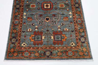 126 x 182 cm | Oriental Gray Area Rug Afghan Hand Knotted Veg Dye Wool carpet