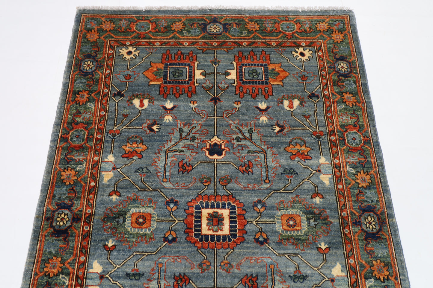 126 x 182 cm | Oriental Gray Area Rug Afghan Hand Knotted Veg Dye Wool carpet
