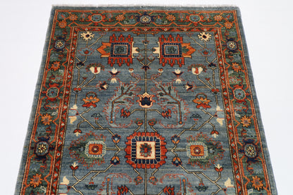 126 x 182 cm | Oriental Gray Area Rug Afghan Hand Knotted Veg Dye Wool carpet
