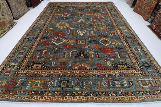 302x 420 cm | Traditional Floral Gray Area Rug Afghan Hand Knotted veg Dye Wool carpet