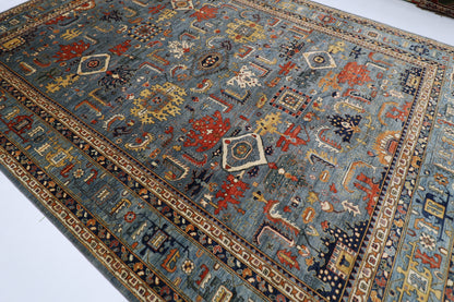 302x 420 cm | Traditional Floral Gray Area Rug Afghan Hand Knotted veg Dye Wool carpet