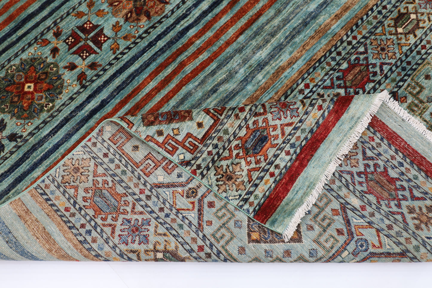 173 x 260 cm | Khorjun Turquoise Afghan Hand Knotted Carpet