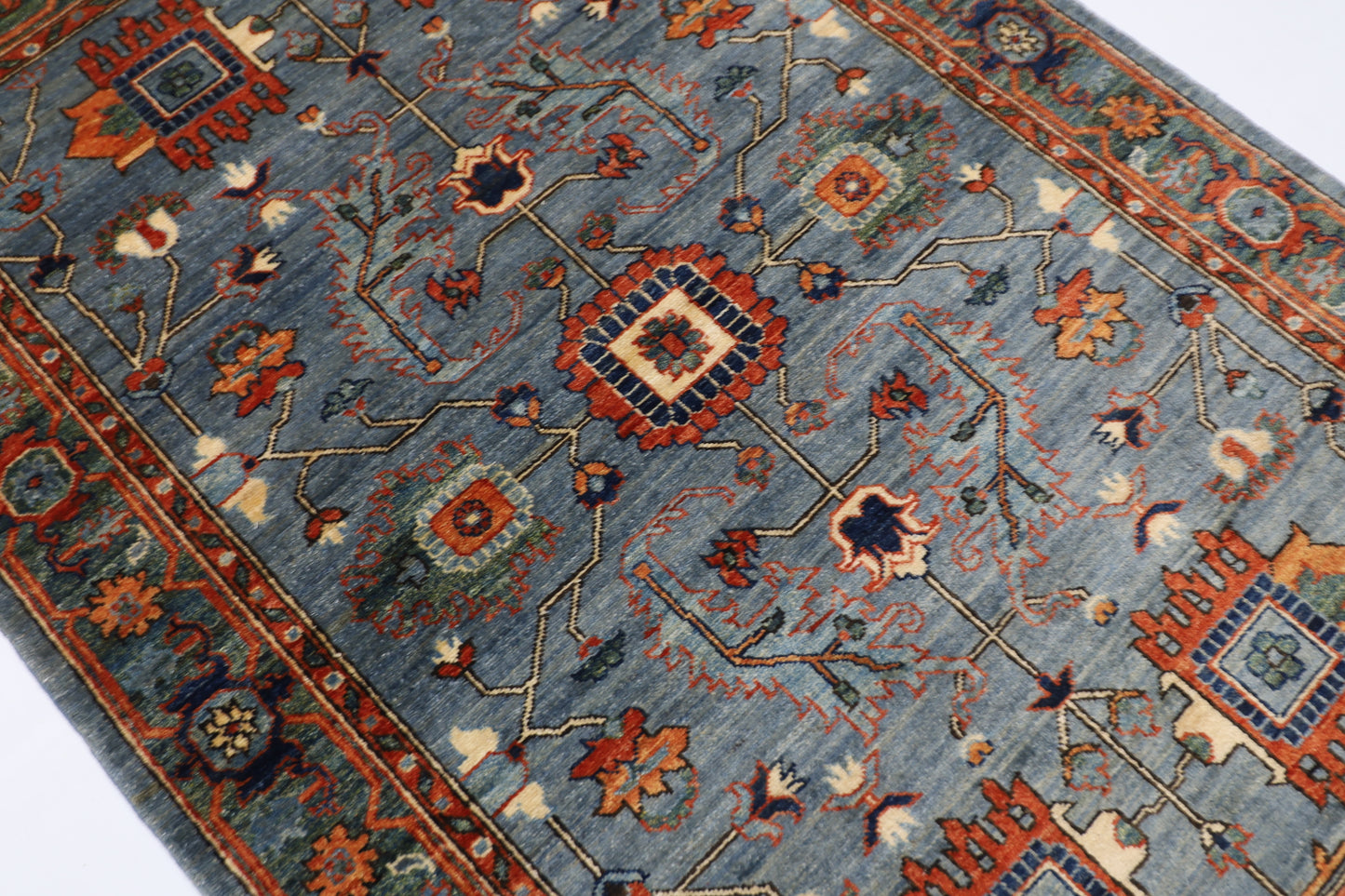 126 x 182 cm | Oriental Gray Area Rug Afghan Hand Knotted Veg Dye Wool carpet