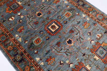 126 x 182 cm | Oriental Gray Area Rug Afghan Hand Knotted Veg Dye Wool carpet