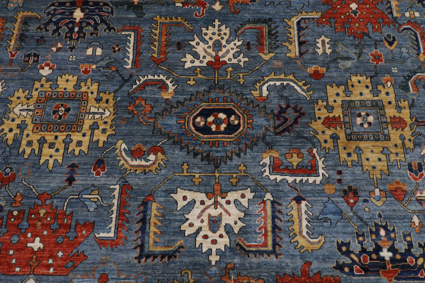 302x 420 cm | Traditional Floral Gray Area Rug Afghan Hand Knotted veg Dye Wool carpet