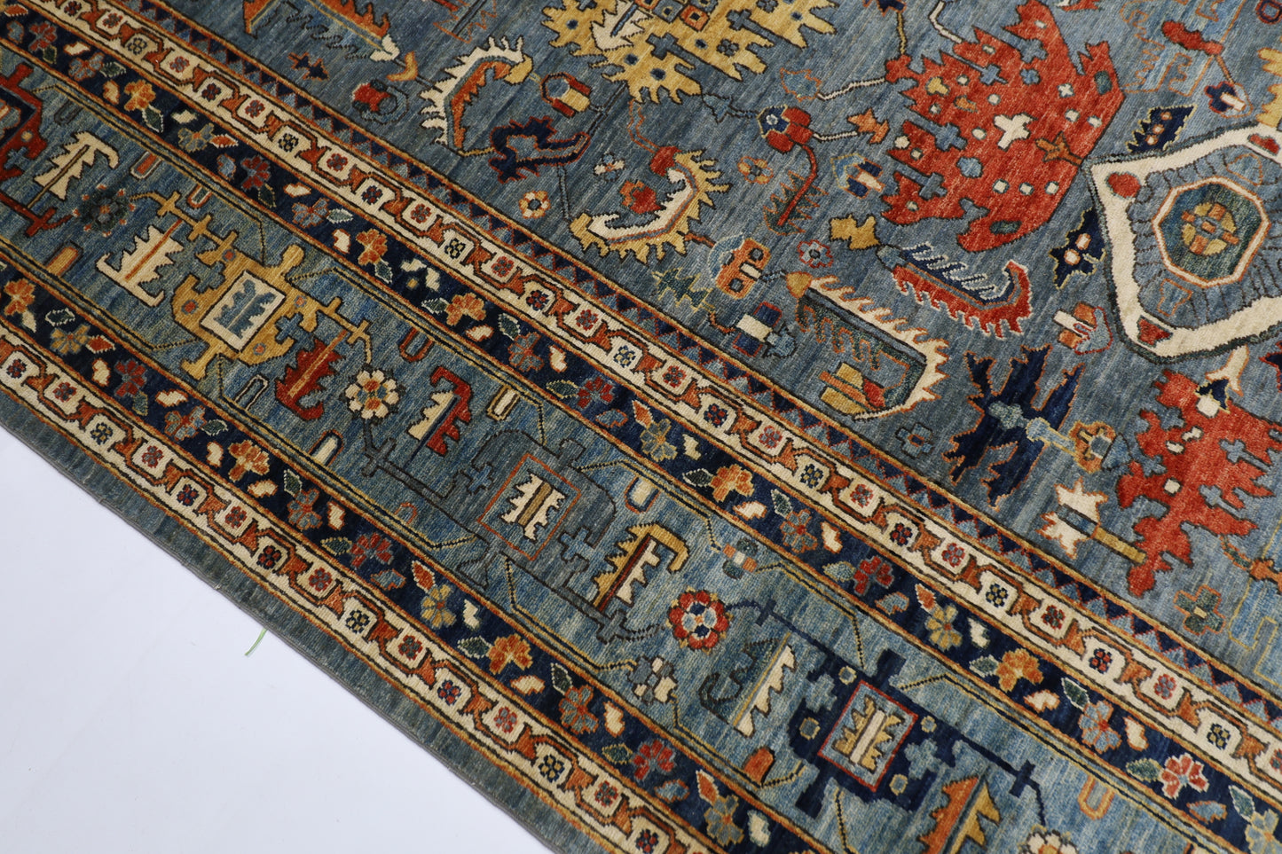 302x 420 cm | Traditional Floral Gray Area Rug Afghan Hand Knotted veg Dye Wool carpet