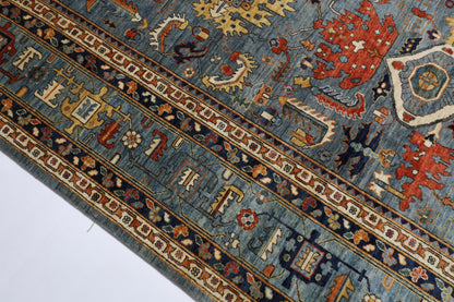 302x 420 cm | Traditional Floral Gray Area Rug Afghan Hand Knotted veg Dye Wool carpet