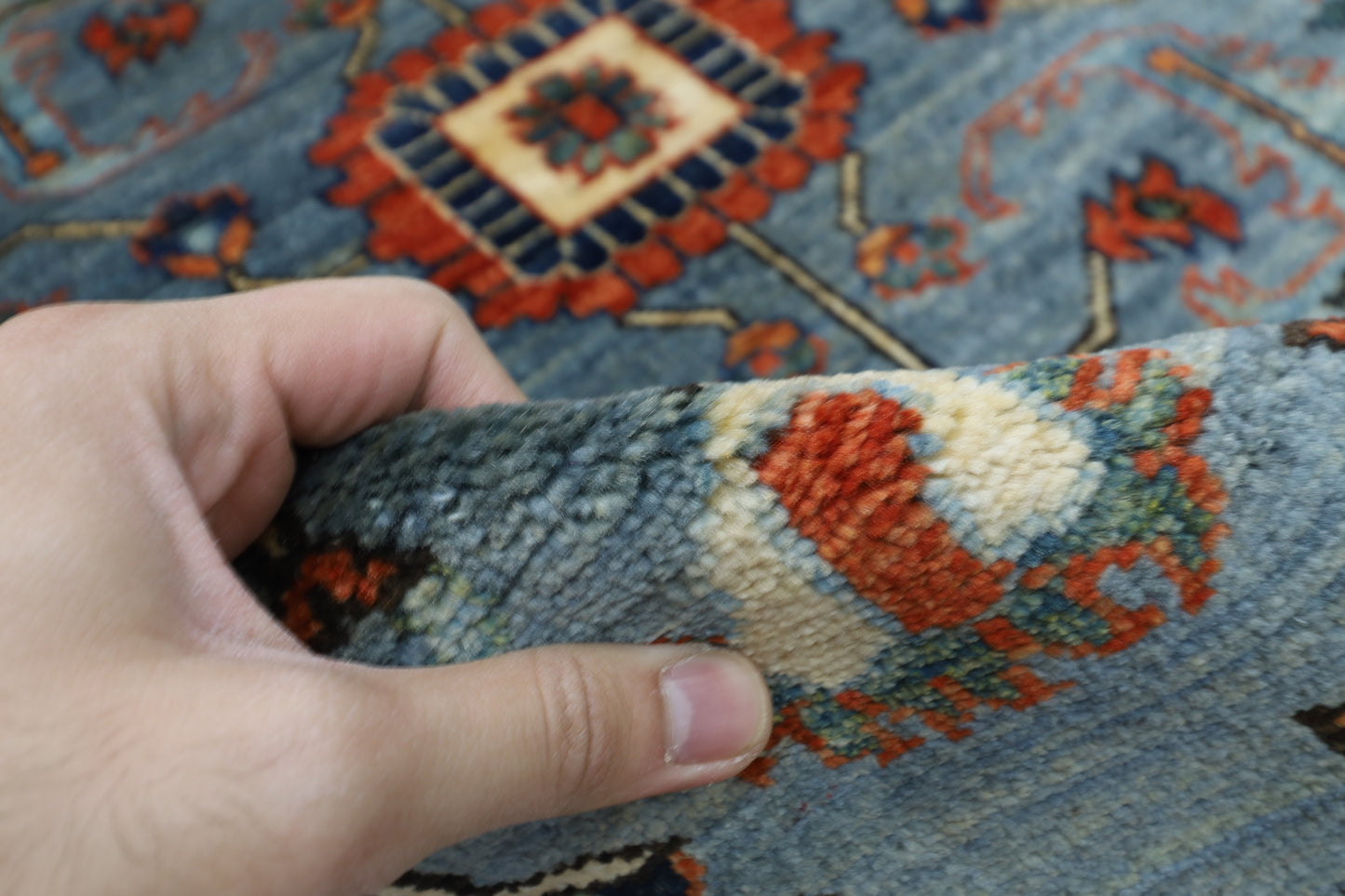 126 x 182 cm | Oriental Gray Area Rug Afghan Hand Knotted Veg Dye Wool carpet