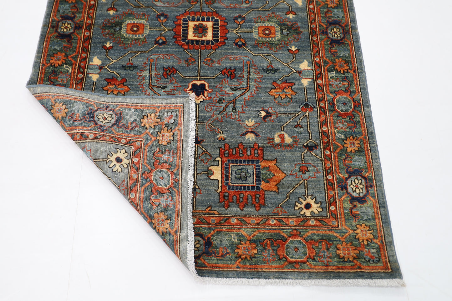 126 x 182 cm | Oriental Gray Area Rug Afghan Hand Knotted Veg Dye Wool carpet