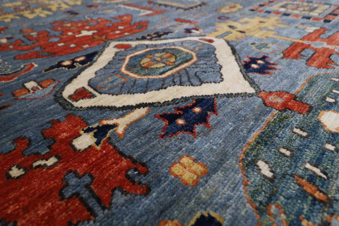 302x 420 cm | Traditional Floral Gray Area Rug Afghan Hand Knotted veg Dye Wool carpet