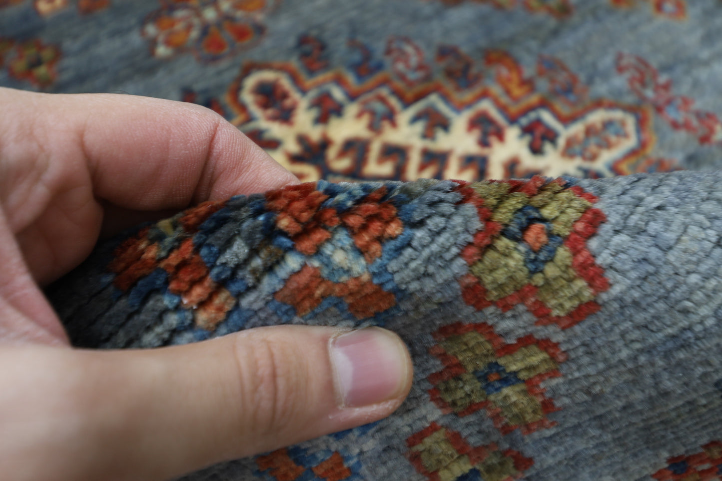 79 x 302 cm | Kazak Grey Afghan Hand Knotted Runner