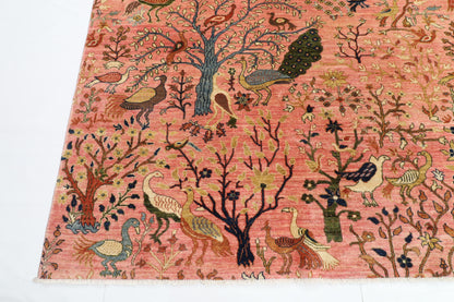 270 x 354 cm | Birds Pink Afghan Veg Dye Wool carpet