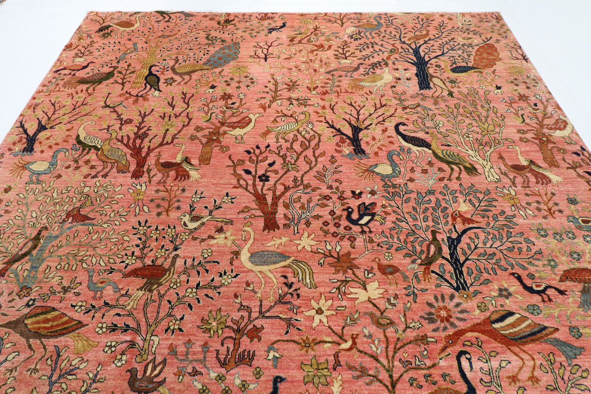 270 x 354 cm | Birds Pink Afghan Veg Dye Wool carpet