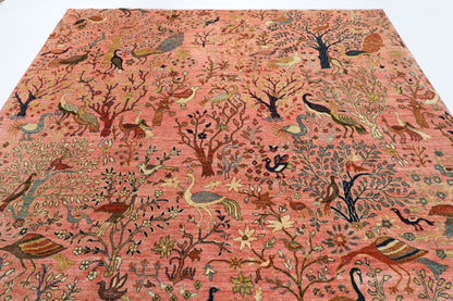 270 x 354 cm | Birds Pink Afghan Veg Dye Wool carpet
