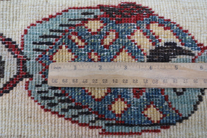 152 x 199 cm | Oriental Fish beige Area Rug Afghan Hand Knotted Veg Dye Wool carpet