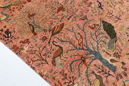 270 x 354 cm | Birds Pink Afghan Veg Dye Wool carpet