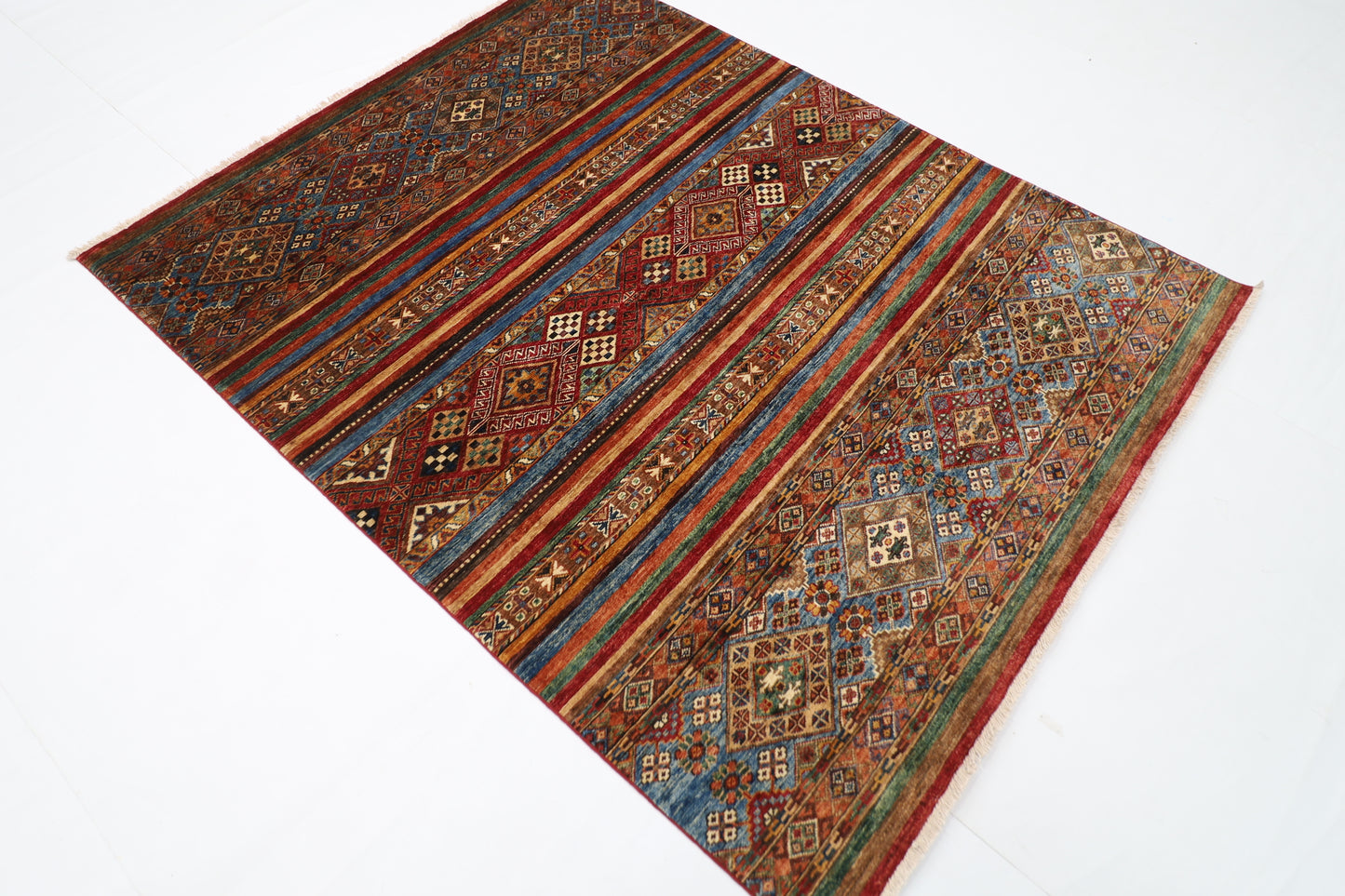 154 x 196 cm | Khorjun Afghan Hand Knotted Carpet
