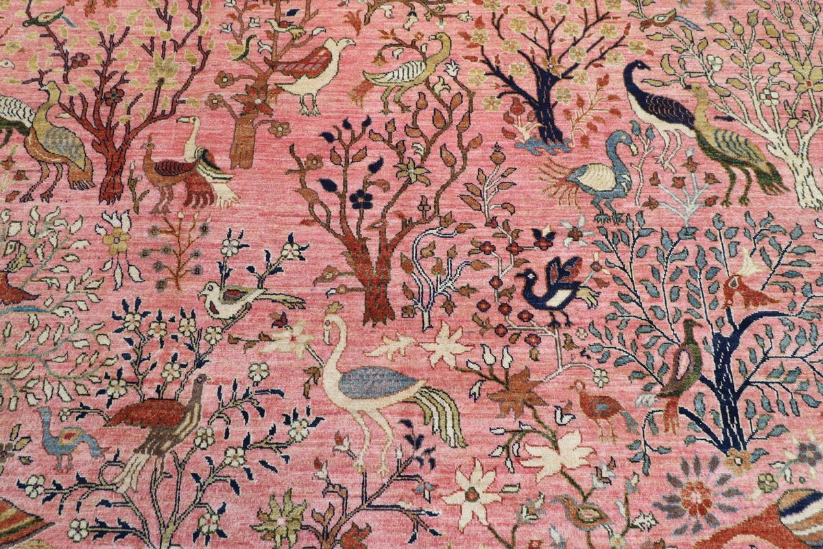 270 x 354 cm | Birds Pink Afghan Veg Dye Wool carpet