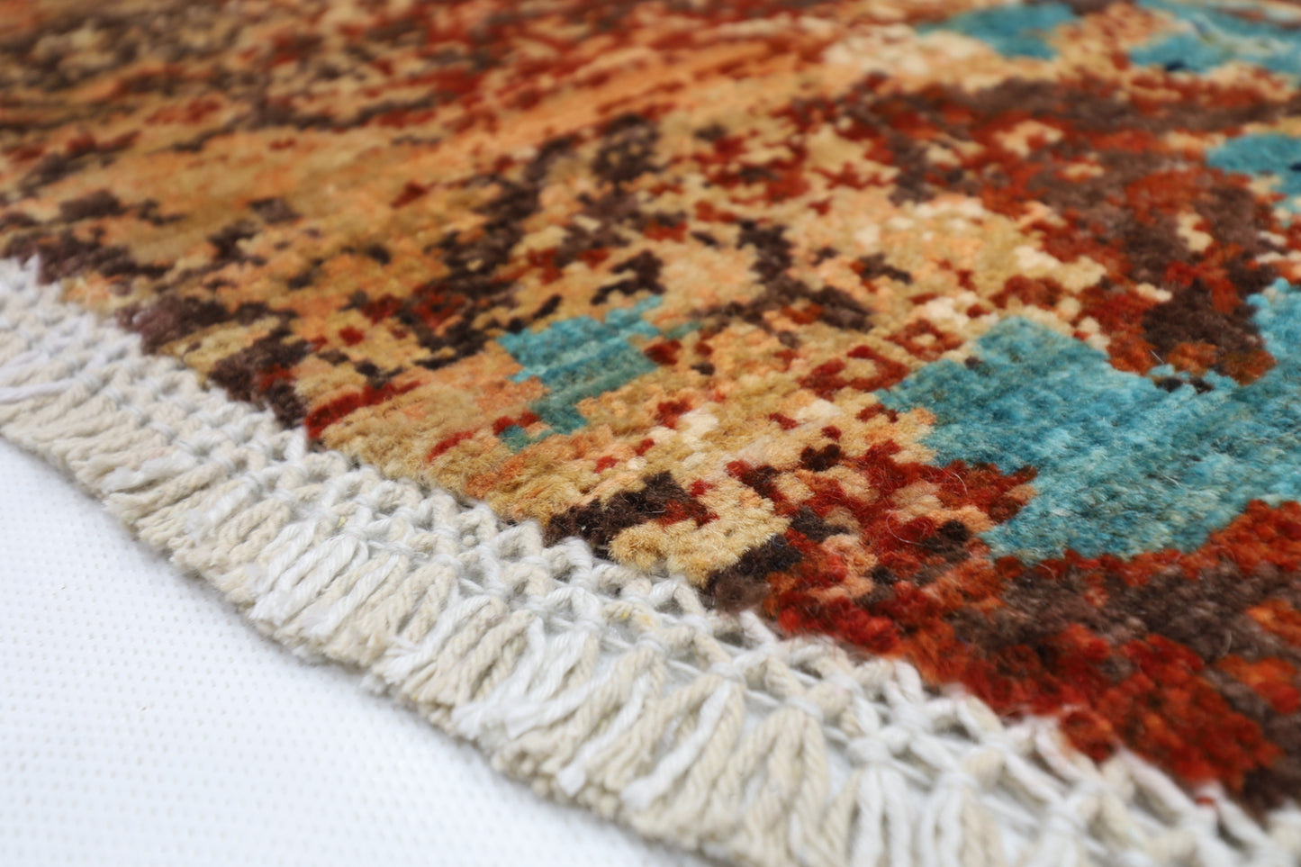154 x 150 cm | Oriental Abstract Mamluk Rug Afghan Hand Knotted Veg Dye Wool carpet