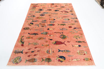 174 x 235 cm | Fish Party Afghan Veg Dye Wool carpet