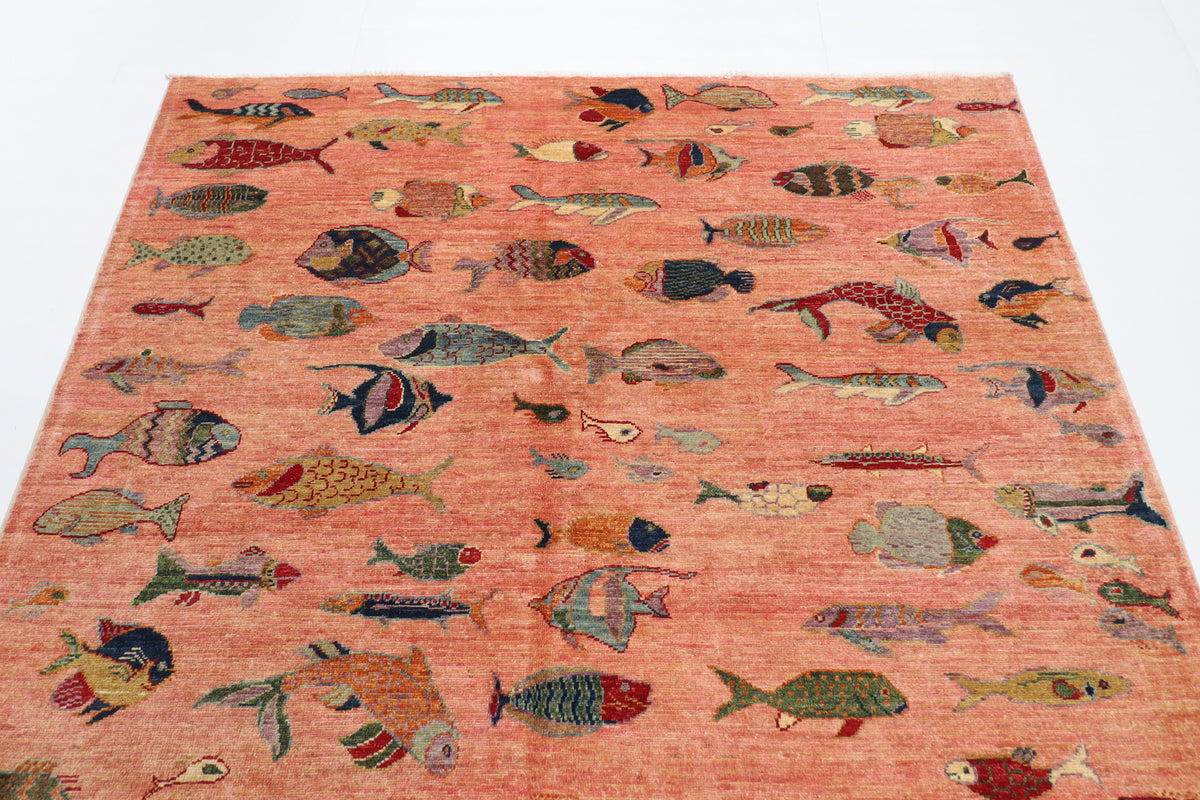 174 x 235 cm | Fish Party Afghan Veg Dye Wool carpet