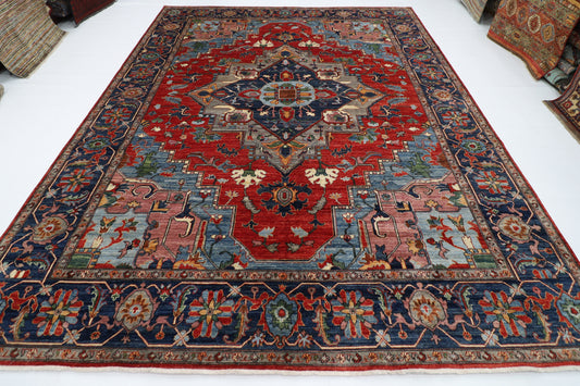 279 x 363 cm | Traditional Heriz Area Rug Afghan Hand Knotted veg Dye Wool carpet