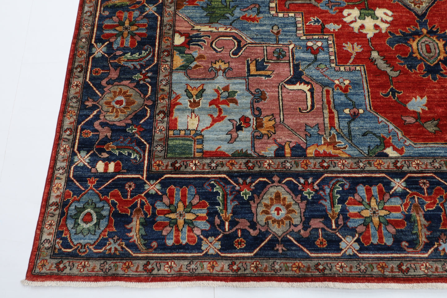 279 x 363 cm | Traditional Heriz Area Rug Afghan Hand Knotted veg Dye Wool carpet