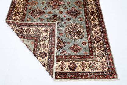 172 x 264 cm | Kazak Blueish Grey Afghan Hand Knotted Carpet